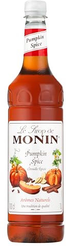 MONIN Premium Pumpkin Spice Syrup 1L for Coffees, Frappes and Cocktails. Vegan-Friendly, Allergen-Free, 100% Natural Flavours and Colourings. Perfect for Pumpkin Spice Lattes