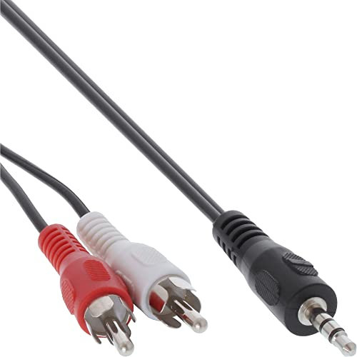 InLine 89944L Cinch/Klinke Kabel, 2x Cinch Stecker an 3,5mm Klinke Stecker, 1m