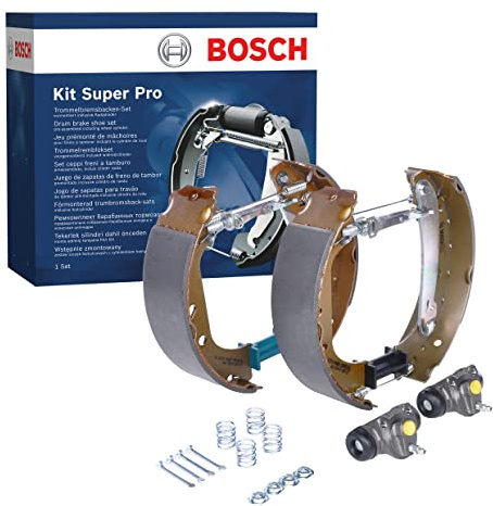 Bosch KS112 Kit Super Pro - Rear drum brake kit - 1 pre-assembled set, 2 wheel brake cylinders, 4 brake shoes