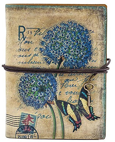SAFLYSE Retro Vintage elegant Leder Notebook Journal Notizbuch Personal Diary Reisen-Tagebuch Loseblatt Notizblock (Schmetterling)