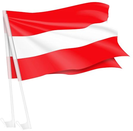 Piersando Autofahne Set 2 Stück Auto Fahne Fussball EM WM Länderflagge Fanartikel Land Flagge Autoset Eishockey Handball Basketball Österreich