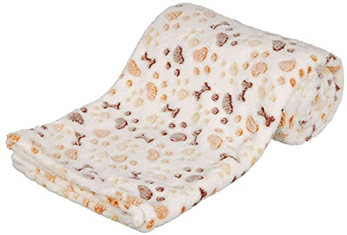 TRIXIE Hunde-Decke Lingo - 150 x 100 cm - Softfleece - für Allergiker geeignet - weiß/beige - 37179