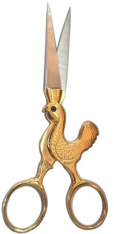 Schere ''Storch'' für Stickerei, Golde Farbe, 15 cm.