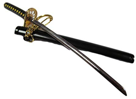 Fat-catz-copy-catz Collectable Keyring Replica Mens Boys Solid Metal Scale Model Black Ninja Samurai Blade Sword & Sheath Letter Opener