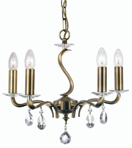 Oaks Lighting 227/5 ab Cobra Antik Messing 5 Lampe Anhänger Deckenleuchte