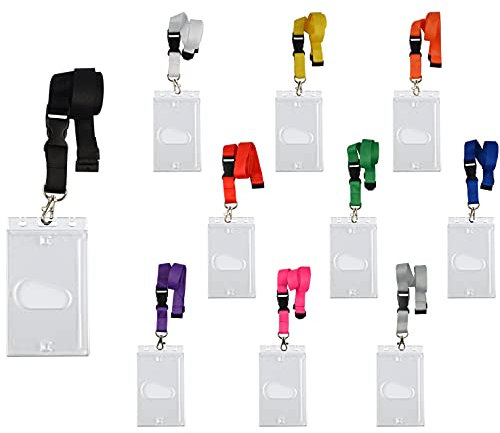 1 Stück unbedruckte Schlüsselbänder inkl. Kartenhalter Schlüsselband Lanyard neutral ohne Druck 20 mm breit, Steckverschluss Sicherheitsverschluss Ausweishülle EC Kartenhalter (gelb)