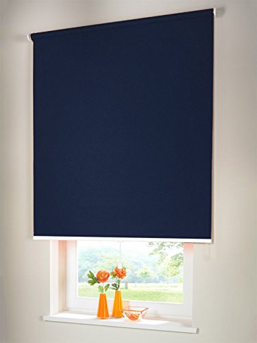 Hochwertiges Verdunkelungsrollo Mittelzugrollo Springrollo Rollo Verdunkelung 60 x 240 cm / 60x240 cm dunkelblau // Verdunkelungsrollo/Verdunkelungs-Rollo/Fensterrollo