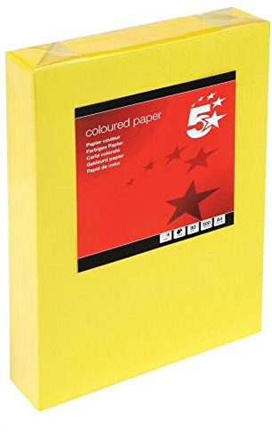 5 Star Coloured Copier Paper Multifunctional Ream-Wrapped 80gsm A4 Deep Yellow [500 Sheets]