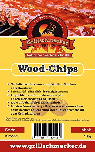 Grillschmecker Wood Chips 1 kg Kirschholz - Natürliches Holzaroma zum Grillen, Smoken & Räuchern -