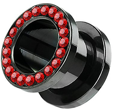 Piercingfaktor Flesh Schraub Tunnel mit Kristallen 4 bis 25 mm