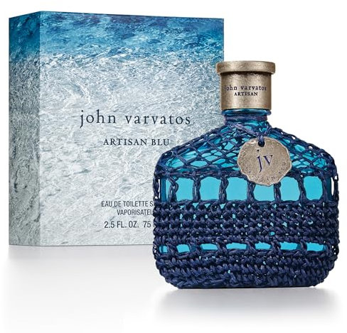 John Varvatos Artisan Blu – Eau de Toilette homme/men, 75 ml, holzig-belebender Duft für Herren, erfrischende Zitrusfrüchte & Kräuter, im edlen Design Flakon