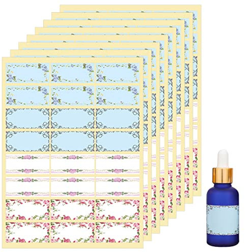 Wisdompro Flower Label Stickers, 192 Pcs Self Adhesive Gift Tag Stickers, Pretty Sticky Labels for Essential Oil Bottles, Spice/Jam Jars, Food Containers - Large