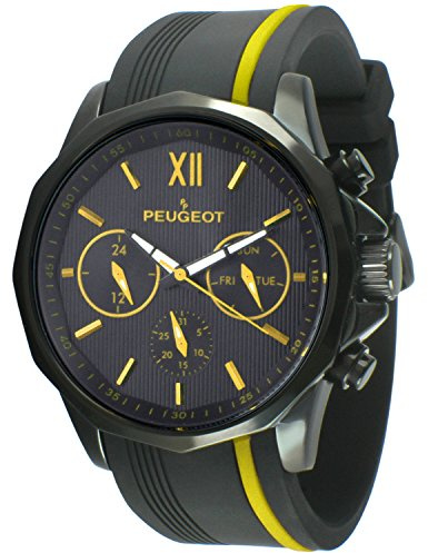 PP Peugeot Homme Analogique Quartz Montre avec Bracelet en Silicone 2046BYL