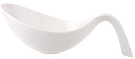 Villeroy & Boch Flow Schüssel, mit Griff, für große Salate/Suppen/Pasta, Premium Porzellan, spülmaschinen- und mikrowellengeeignet, weiß, 1800 ml
