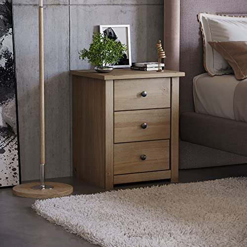 Home Discount. Panama Mesita con 3 cajones, Color Roble Natural