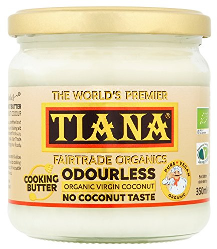 Odourless Coconut Cooking Butter 350ml (Pack of 2) – Virgin, Unrefined & Heat-Stable Coconut Oil – Neutral Taste, Dairy-Free Vegan Butter Alternative for Frying, Baking & Roasting – Fairtrade – TIANA