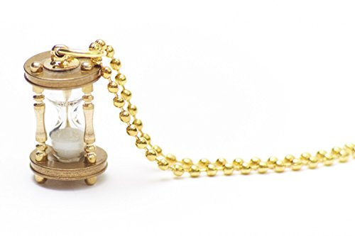 Miniblings Collier Hourglass Fonctionnels 80cm Heure de l'horloge sablier d'or