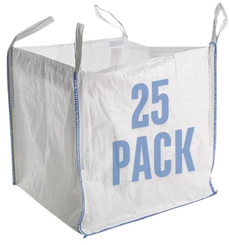 Airtech-UK New FIBC Bulk Bag Builders Garden Waste Heavy Duty Industrial polypropylene Material 1 Tonne TON Jumbo Bags Storage Sack Various Quantity (25)