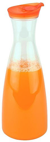 Jarra APS, jarra, jarra de plástico, jarra transparente con tapa de rosca naranja y cierre antiolor, 11x 11 cm, 31,5 cm de altura, 1,6 l de volumen