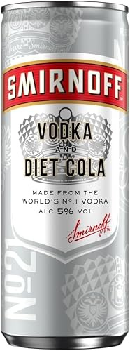 Smirnoff No. 21 Vodka and Diet Cola | 5% vol | 250ml | Diet Cola Mixed with Smirnoff No. 21 Vodka | Cocktail in a Can | Ready to Drink | Packaging May Vary