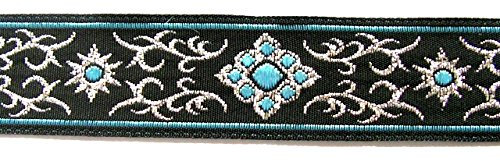 10m Brokat Borte Webband 16mm breit Farbe: Schwarz-Blau-Lurexsilber von 1A-Kurzwaren 16806-swblsi
