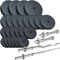 ScSPORTS® Hantelset - 2 Kurzhanteln, Langhantel, SZ Stange, max. Belastbarkeit 50/110/120/150 kg, Ø31mm, Hantelscheiben, Kunststoff, Schwarz - Gewichtsset (102,5 kg (4x10 + 8x5 + 6 x 2,5/1,25))