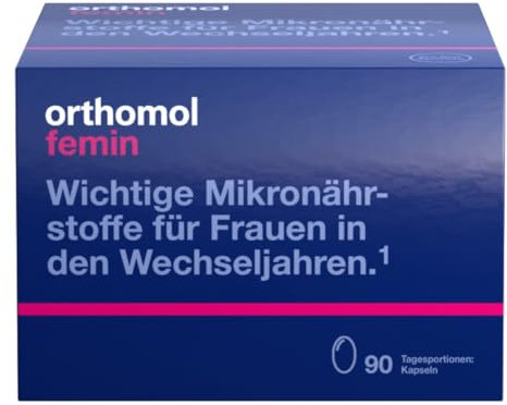 Orthomol Femin - Mikronährstoffe für Frauen in den Wechseljahren - mit Biotin, Selen, Zink, Nachtkerzenöl, Coenzym Q10, 90 St. Tagesportionen