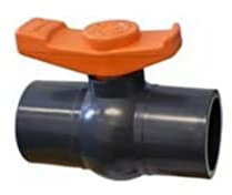 AquaForte PVC Kugelhahn ohne Überwurf 50 mm, Grau, 12.2 x 11.8 x 7.4 cm
