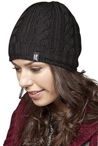 Heat Holders Damen Strickmütze, Uni Schwarz Schwarz
