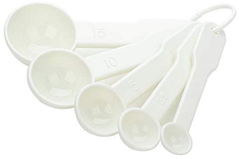 Dealglad 5 in 1 White Plastic 1g 2.5g 5g 10g 15g Measuring Spoons Set Kitchen Baking Tools