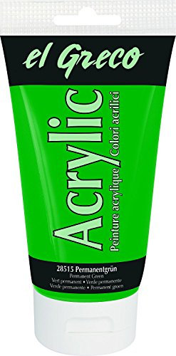 KREUL 28515 - El Greco Acrylic, 150 ml Tube in permanentgrün, hochpigmentierte, glänzende Acrylfarbe in Studienqualität, buttrig vermalbar, für pastose Malerei