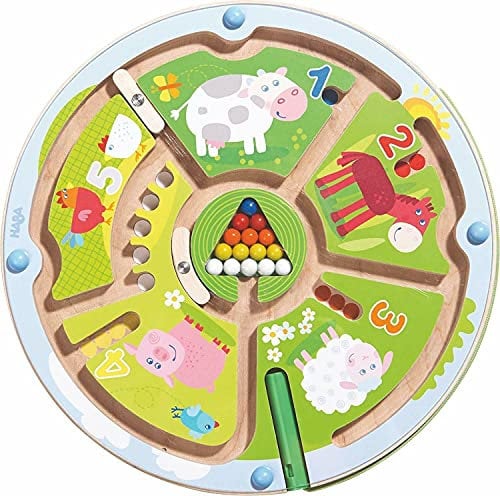 HABA 301473 - Magnetspiel Zahlenlabyrinth ,Wunderschön illustriertes Baby- und Kleinkindspielzeug ab 2 Jahren, Lernspiel aus Holz