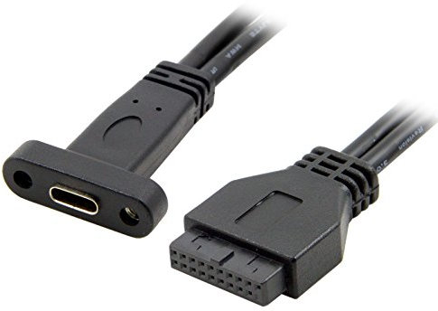 Cablecc Single Port USB 3.1 Type C USB-C Female to USB 3.0 Motherboard 19-Pin Header Cable 40 cm