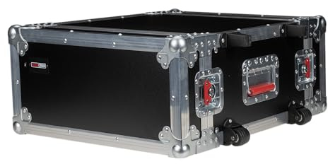 Gator Cases G-Tour Audio Road Rack with Wheels, Retractable Pull Handle, and Heavy-Duty Tour Grade Hardware, 17' Rackable Depth, 4U (G-Tour 4UW)