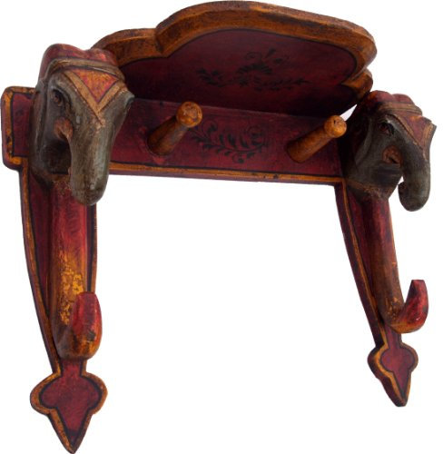 GURU SHOP Elefanten Garderobe - Rot, Holz, 30x30x13 cm, Wandhaken aus Holz, Metall & Keramik