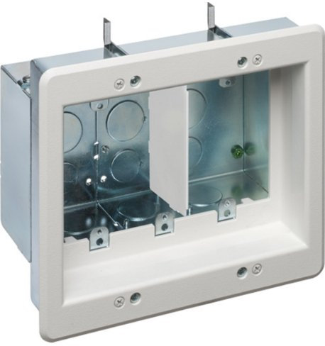 Arlington Industries TVBS507 3-Gang Steel TV Box Recessed Outlet Wall Plate Kit, White, 1-Pack by Arlington Industries