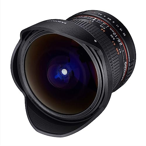 Samyang 12/2,8 Objektiv Fisheye DSLR Canon EF manueller Fokus Fotoobjektiv, Superweitwinkel schwarz