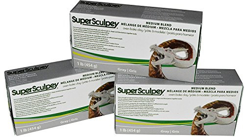 Super Sculpey Lot de 3 argile de cuisson au four à mélange moyen gris – Mélange de Super Sculpey et Super Sculpey Firm – 0,5 kg