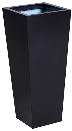 Primrose Black Flared Tapered Outdoor Planter Zinc Galvanised Pot 90cm x 40cm (35.3in x 15.7in)