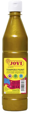 Jovi - Gouache liquide, bouteille de 500ml, Couleur or, Peinture à base naturelle, Facile à laver, Sans gluten, Idéal pour l'école (50638)