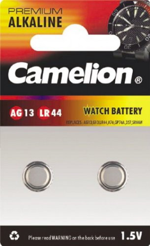Camelion Lithium Button Cell Batteries AG13/LR44/1.5 V BP2 1 Alkal. Pack of 2)