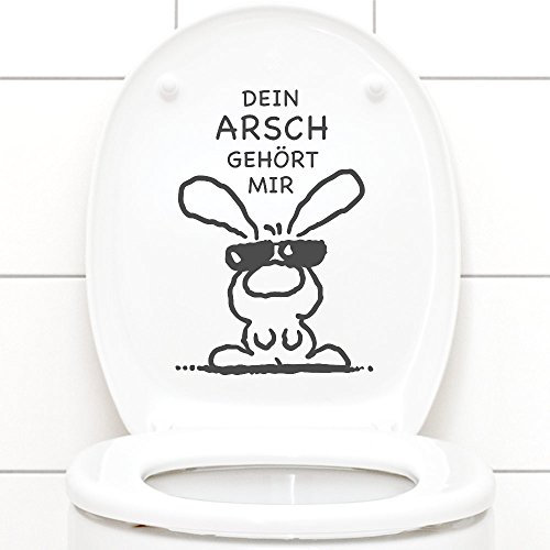 Grandora Wandtattoo WC Aufkleber Dein Arsch gehört Mir I dunkelgrau (BxH) 19 x 27 cm I Hase Sonnenbrille Bad Toilette Wandsticker Wandaufkleber Sticker W772