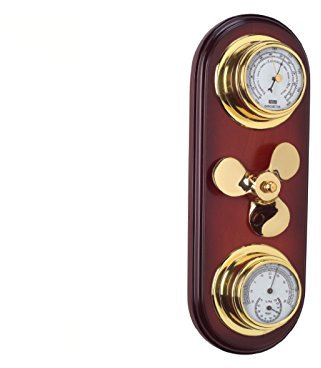 Nautical weather station, barometer and weather station, with hygrometer, barometer, thermometer 36 cm. Nautical decoration made of noble materials, barometer texts in SPANISH