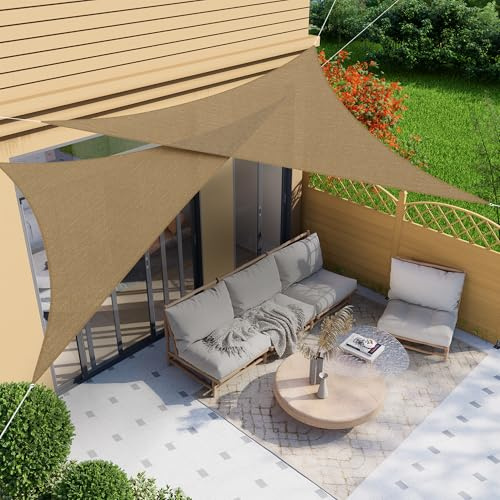 jarolift Sonnensegel Rechtwinklig Atmungsaktiv Sonnenschutz Sichtschutz für Balkon Terrasse Garten HDPE-Gewebe, 600 x 420 x 420 cm, Sand