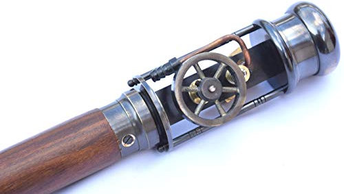 Bastón Neovivid con un modelo de motor de vapor que funciona, bastón steampunk