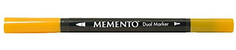 Tsukineko Memento Dual Tip Art Markers Yellow, Dandelion, Vibrant Colouring Pen for Artists, Archival, Water-resistant, for Stamping, Calligraphy, Water Colouring, Embossing, and Mixed Media