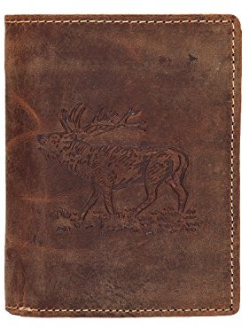 Greenburry Vintage Geldbörse Leder Portmonee mit Hirsch Motiv braun | Hochformat