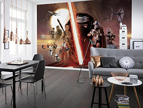 Komar - Fototapete STAR WARS EP7 COLLAGE - 368 x 254 cm - Tapete, Wand, Dekoration, Wandbelag, Wandbild, Wanddeko, Universum, Galaxy, Laserschwert - 8-492