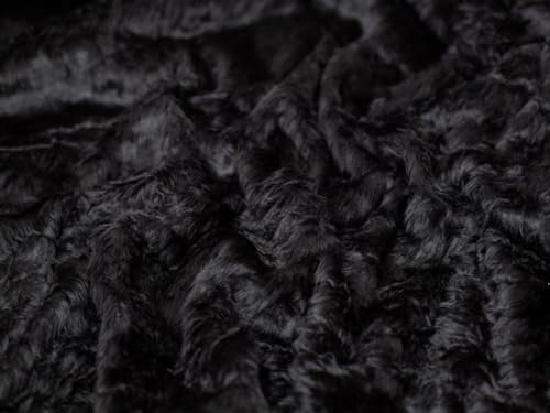 , kurze Flor Fell Stoff, Meterware, Schwarz