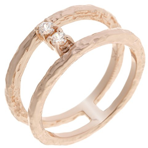 Orphelia Damen-Ring 925 Silber teilvergoldet Zirkonia transparent Brillantschliff ZR-7129/RG